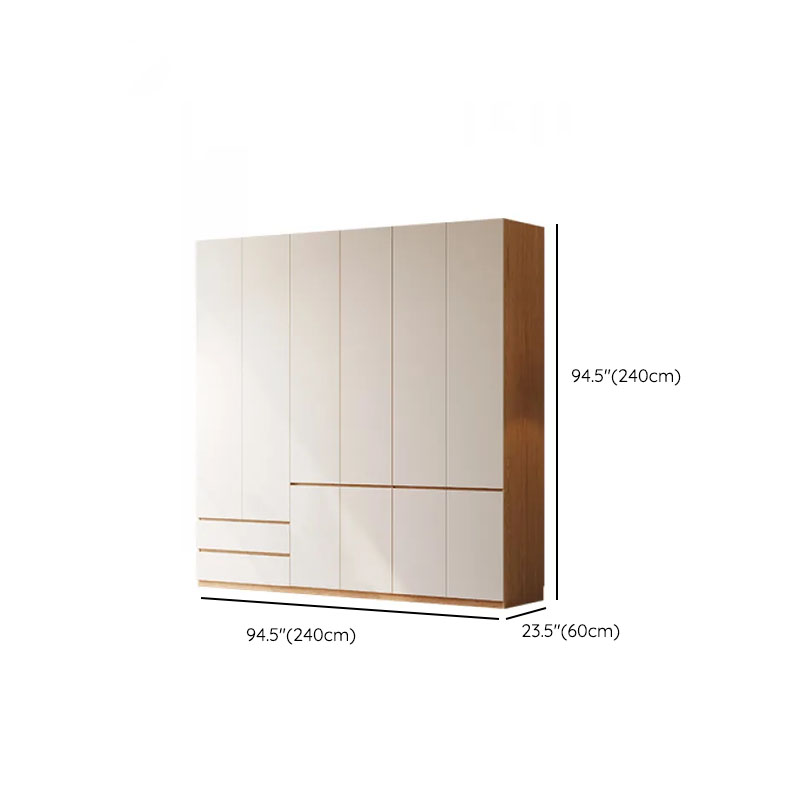 White Minimalist Manufactured Wood Wardrobe Closet with Soft Close Drawer, Soft Close Door, Interior Shelves, and Clothing Rod - image 22