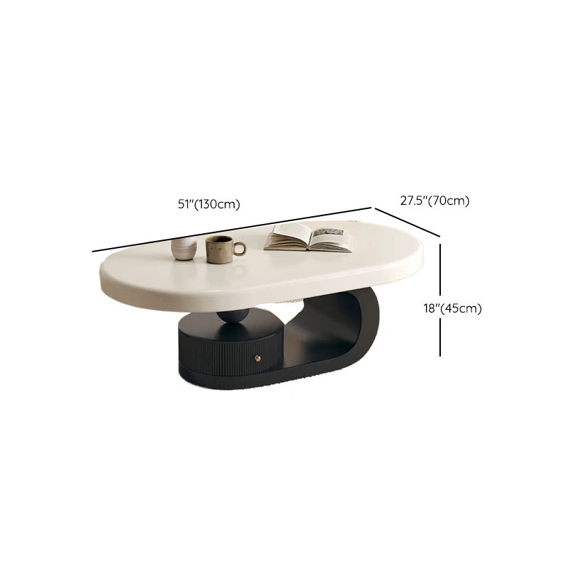 Minimalist Oval Wooden Coffee Table with 1 Shelf and White Top - image 17