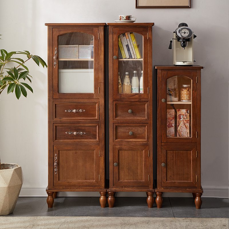 Classic Parlor Independent Accent Cabinet with Distressed Wood Finish, Damp-proof and Bun Feet - image 4