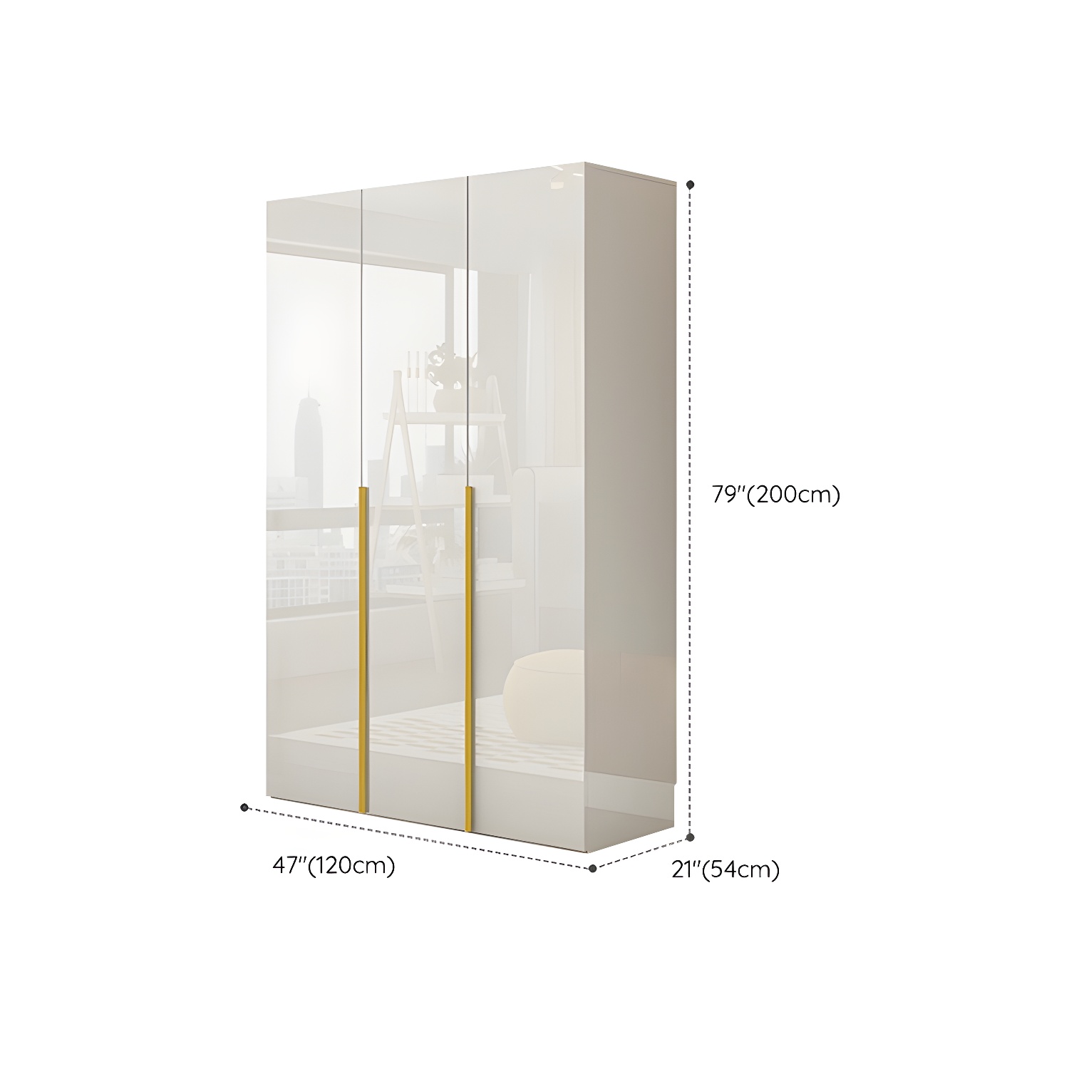 White Modern Style Wardrobe Cabinet Engineered Wood with Garment Rod - image 13