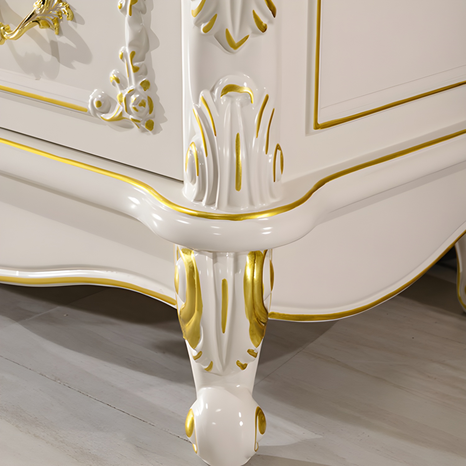 Traditional Marble Top TV Cabinet Solid Wood Crafted TV Stand for Living Room - image 7