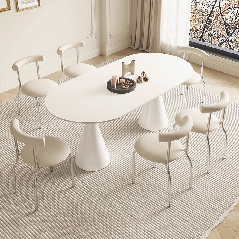 Simplistic Dining Table with Chalk Stone Top, Fixed Table, Seats 4 to 8, Scratch-immune - image 3