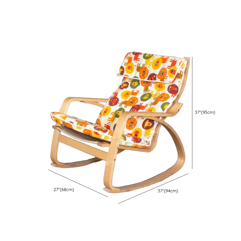 Ergonomic Natural Wood Rocking Armchair with Rear Back, Stationary - image 13