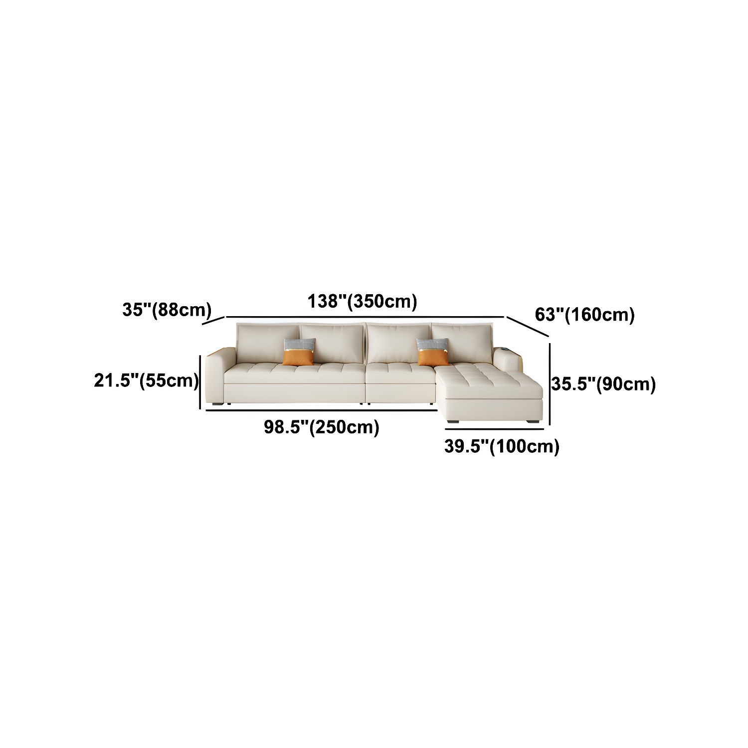 White Modern Sofa Bed with Storage USB Charging Convertible Sectional - image 19