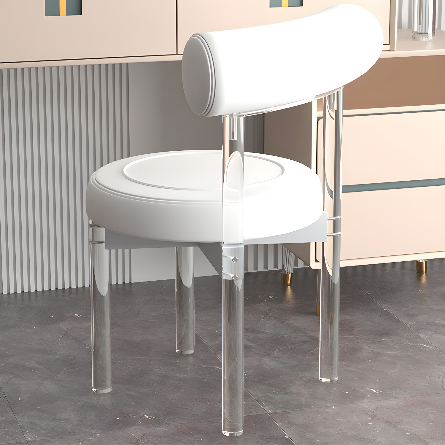 Clear Leg Modern Side Chair with Low Back and Upholstered Polyurethane Seat - image 12