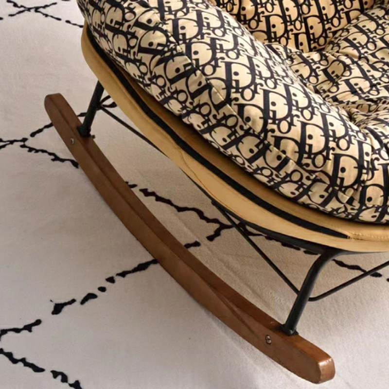 Natural Stationary Wingback Living Room Rocking Chair with Back - image 10