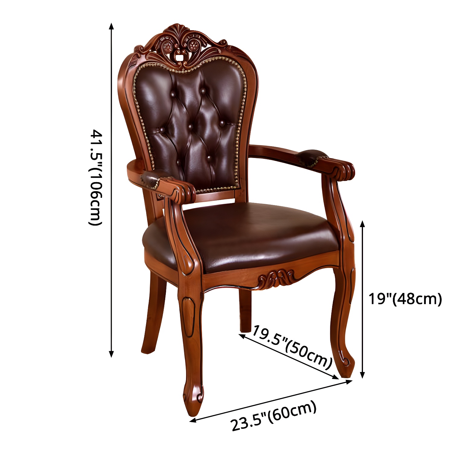 Leather High Back Dining Side Chair Kitchen Side Chair with Solid Wood Legs - image 17