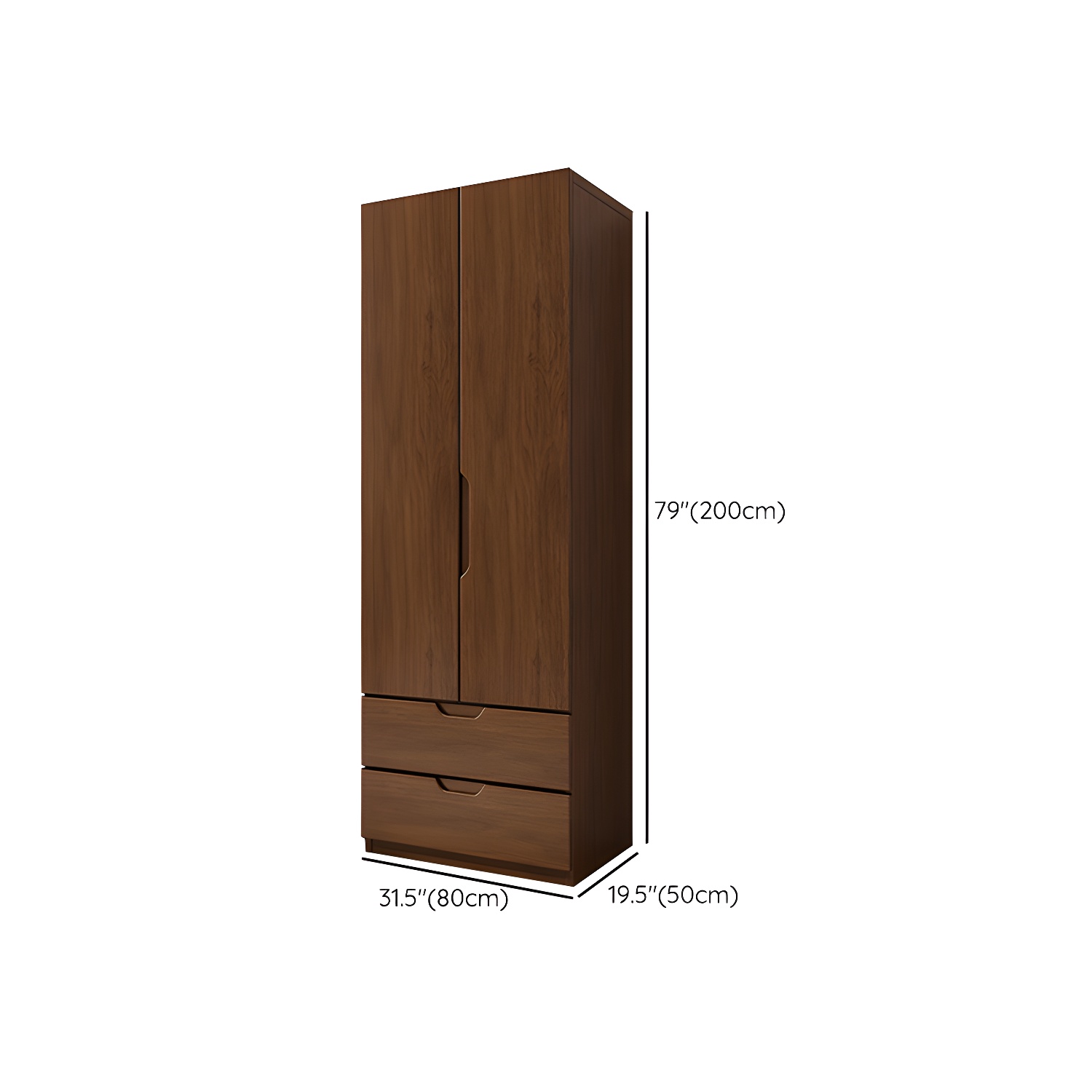 Solid Wood Wardrobe Armoire Contemporary Brown Storage Cabinet - image 12