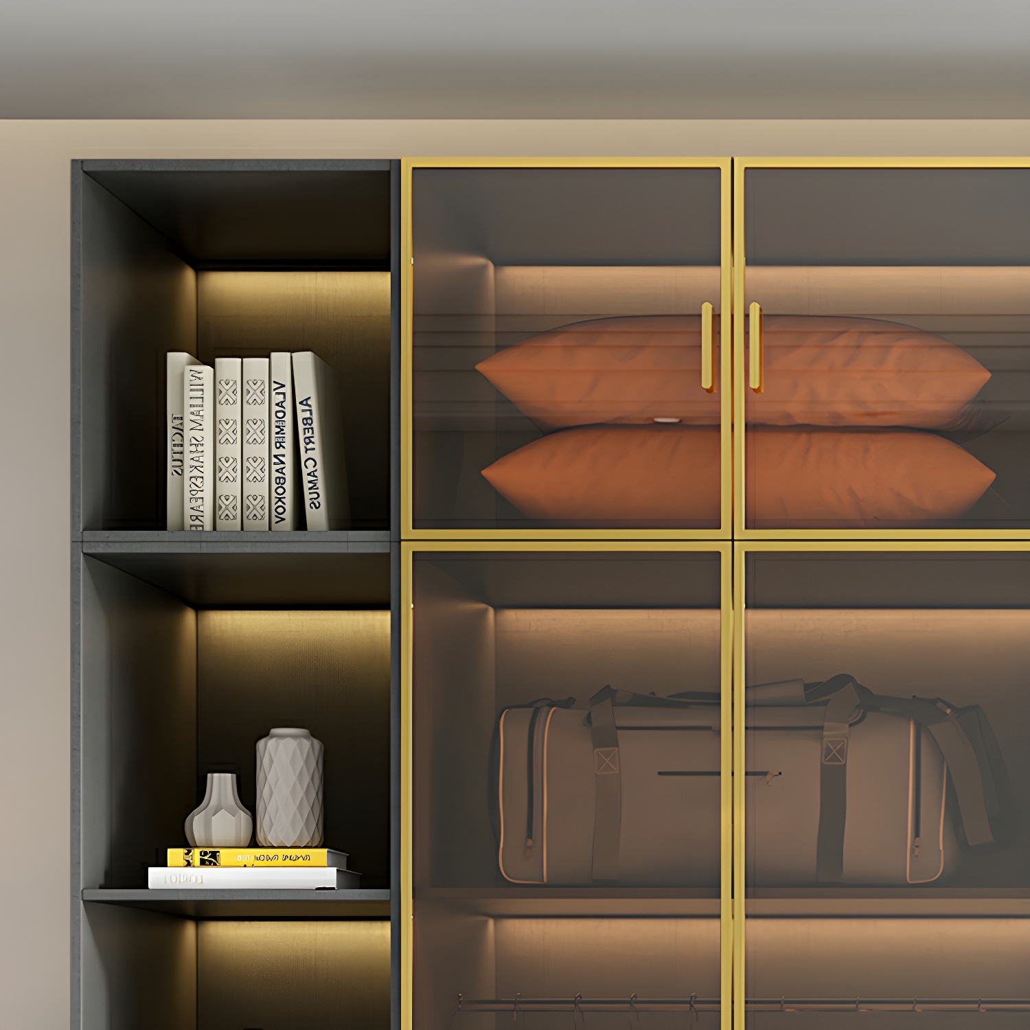 Modern Black Wood Wardrobe Armoire with Soft-Close Drawers & Clothing Rod - image 7
