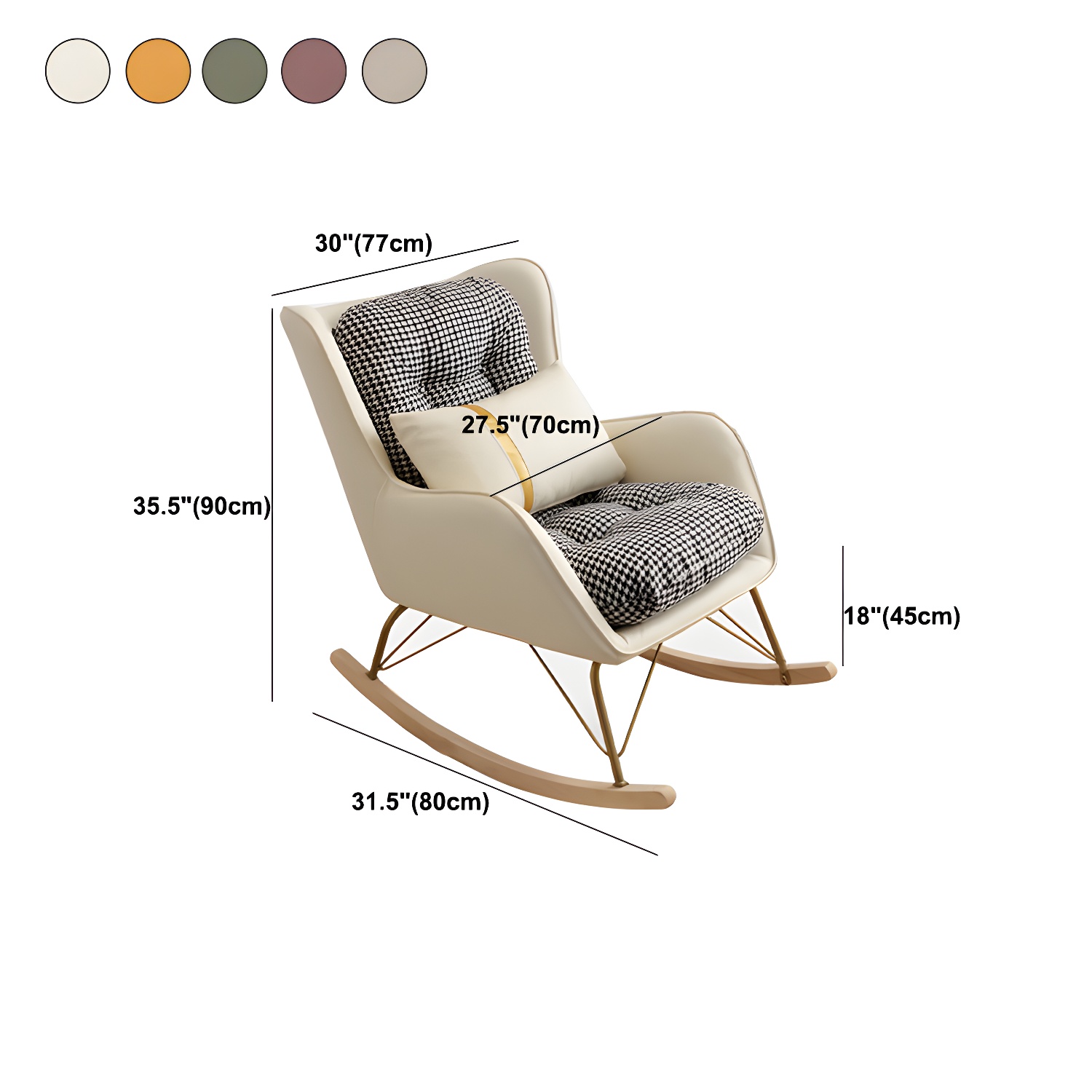 Contemporary Rocking Chair Rubber Wood Frame Wing Chair Back Indoor Rocking Chair - image 18