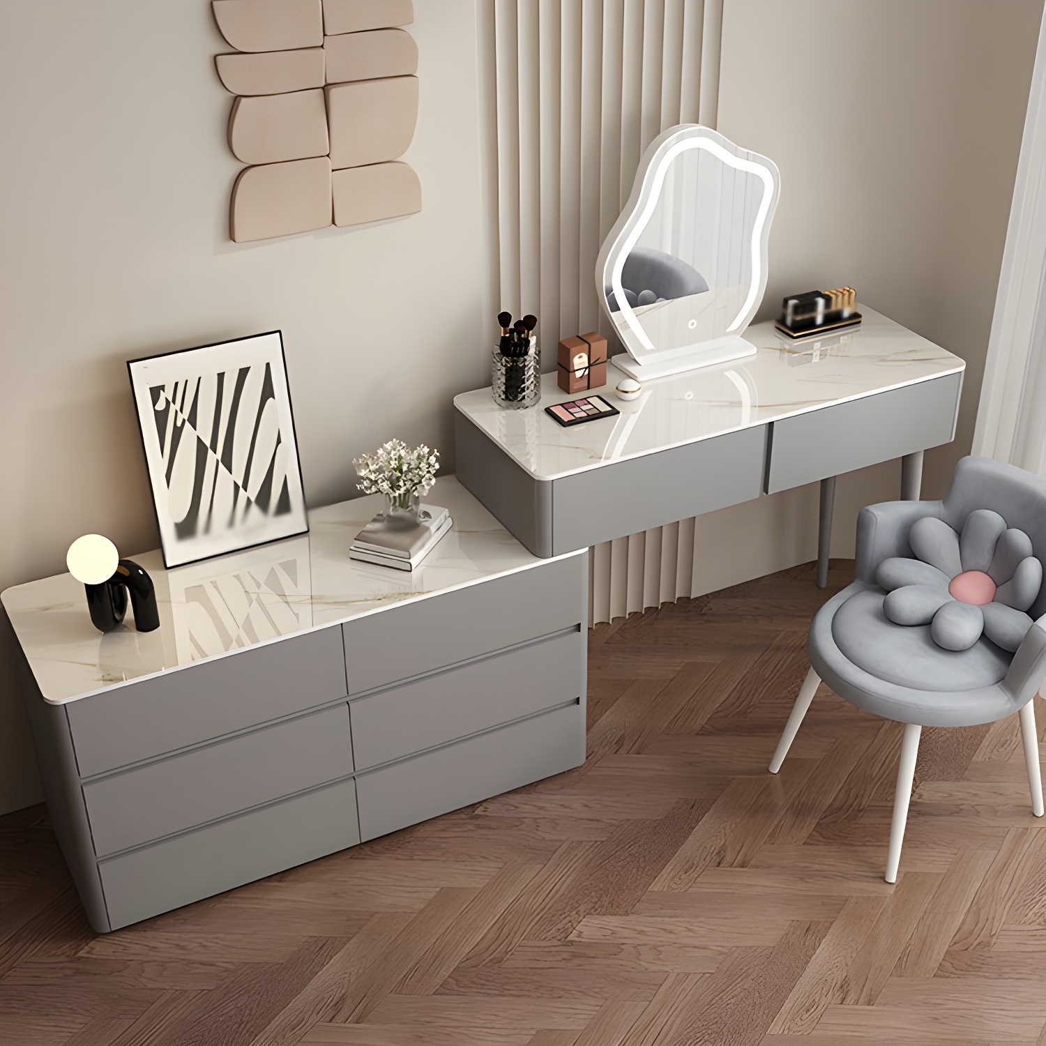 Modern Wood Makeup Vanity with Soft Close Drawer Glides & 2 Drawers - image 5