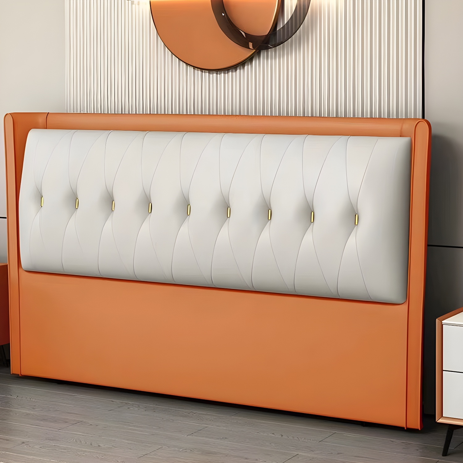 Contemporary Headboard Bed with Tufted Leather Upholstery in Rectangular - image 20