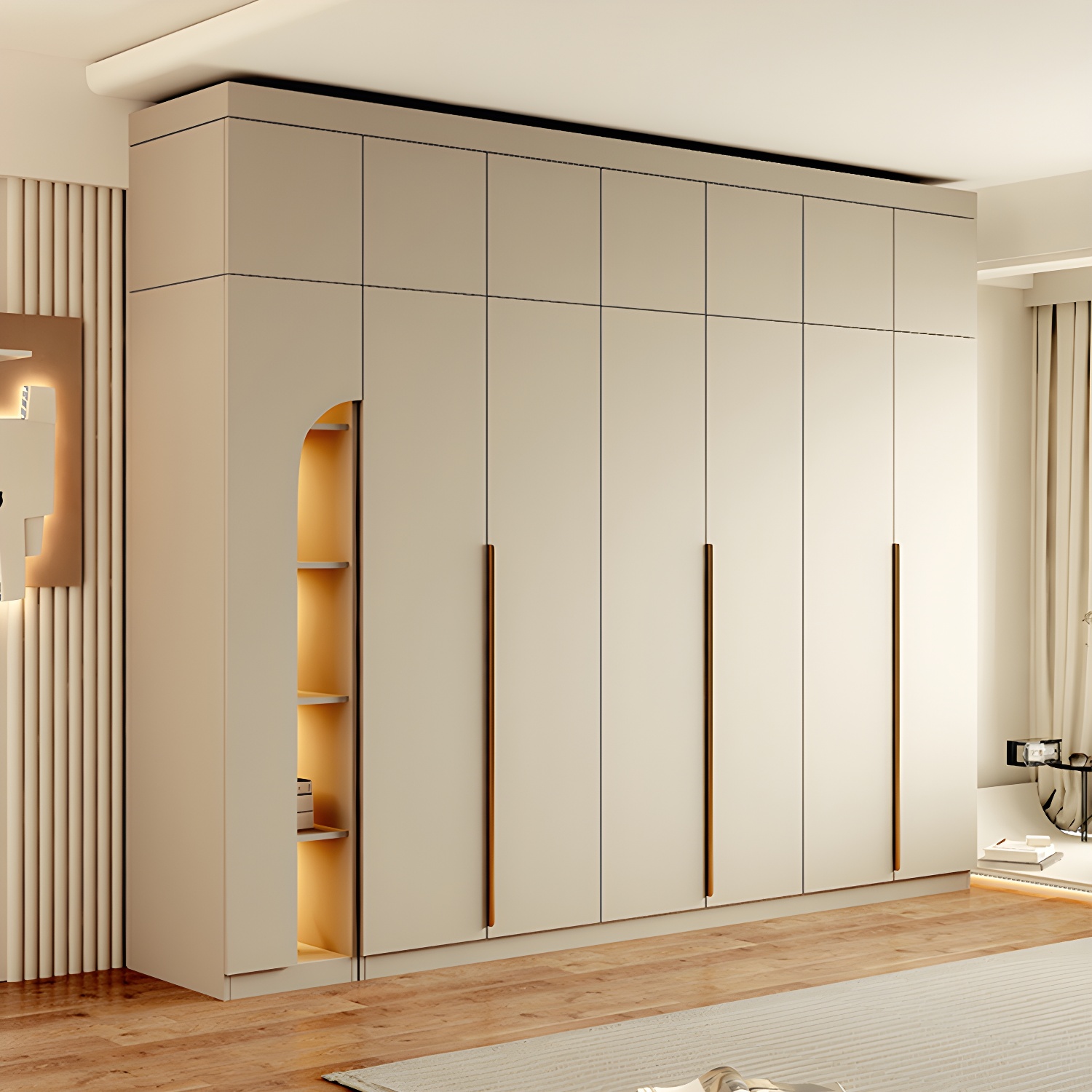 Modern Wardrobe Cabinet Engineered Wood with Garment Rod in White