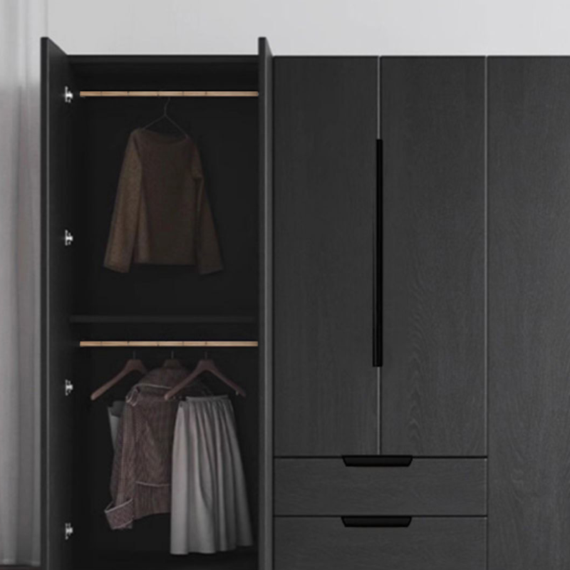 Ink Trendy Timber Wardrobe Armoire with Soft Close Drawer and Door, Interior Shelves, Clothing Rod - image 4