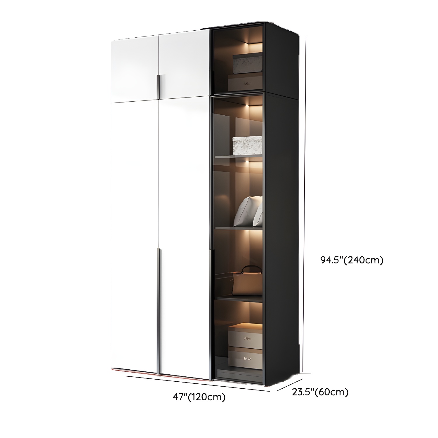 Convenient White Wardrobe Armoire with Shelves and Clothing Rod - image 17
