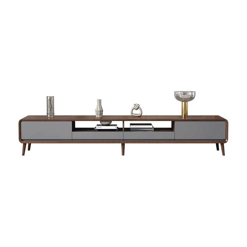 4-Drawer Modern Wood TV Stand with Open Storage and Cable Management - image 3