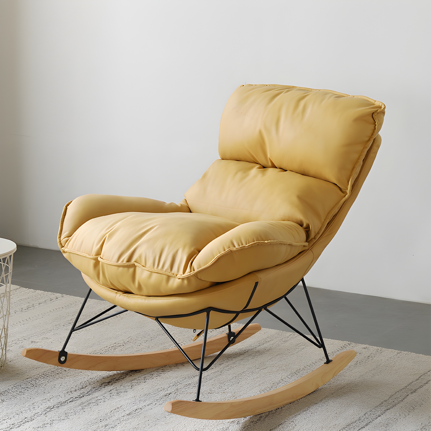 Contemporary Nursery Rocking Chair Indoor Sofa Rocking Chair with Ottoman and Cushion - image 8