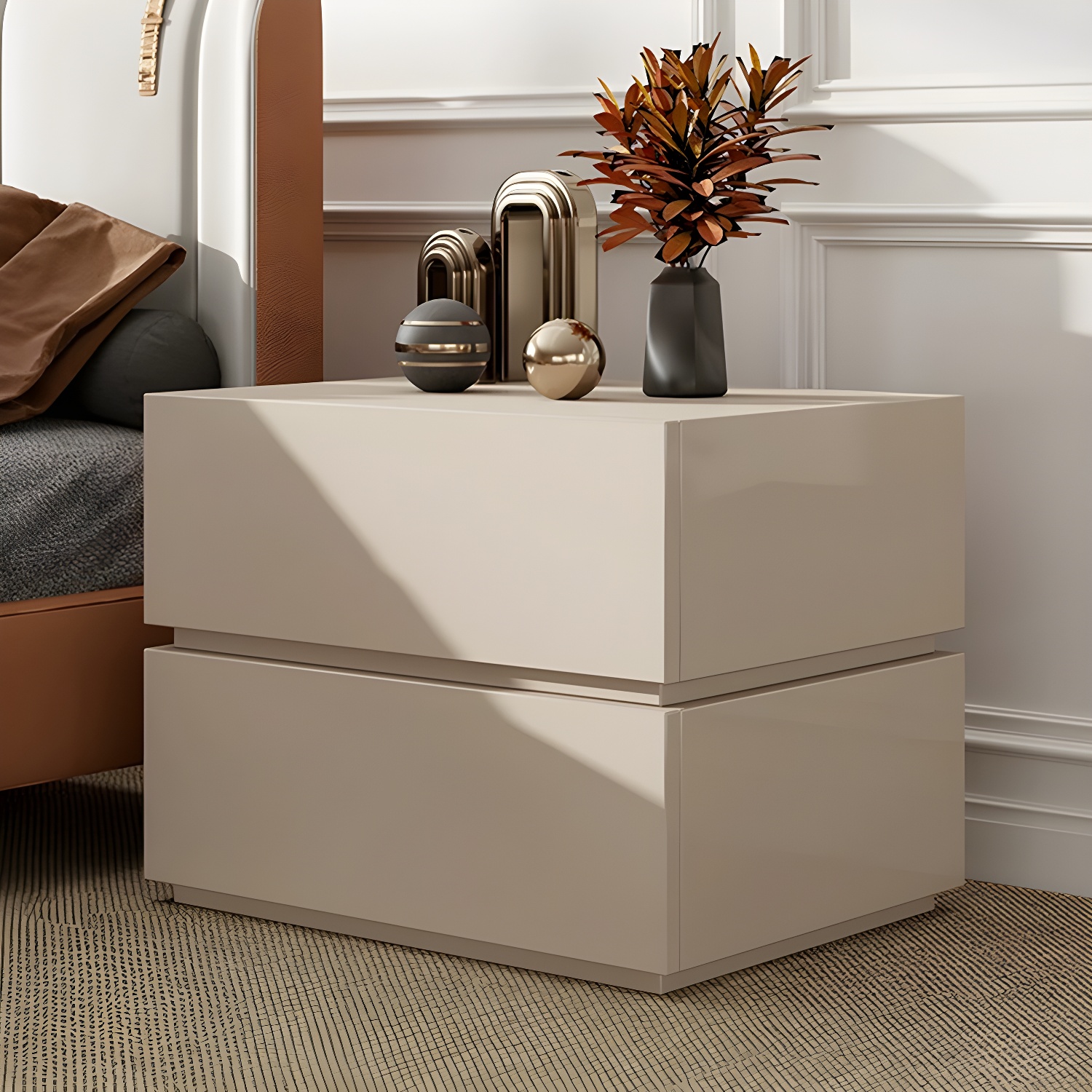Contemporary Drawer Storage Wooden Accent Table Nightstand 15.7" Wide - image 10