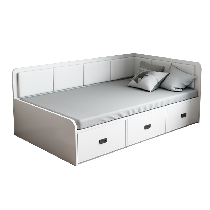 Solid Color Storage Included Bed with 3 Storage Boxes for Bedroom