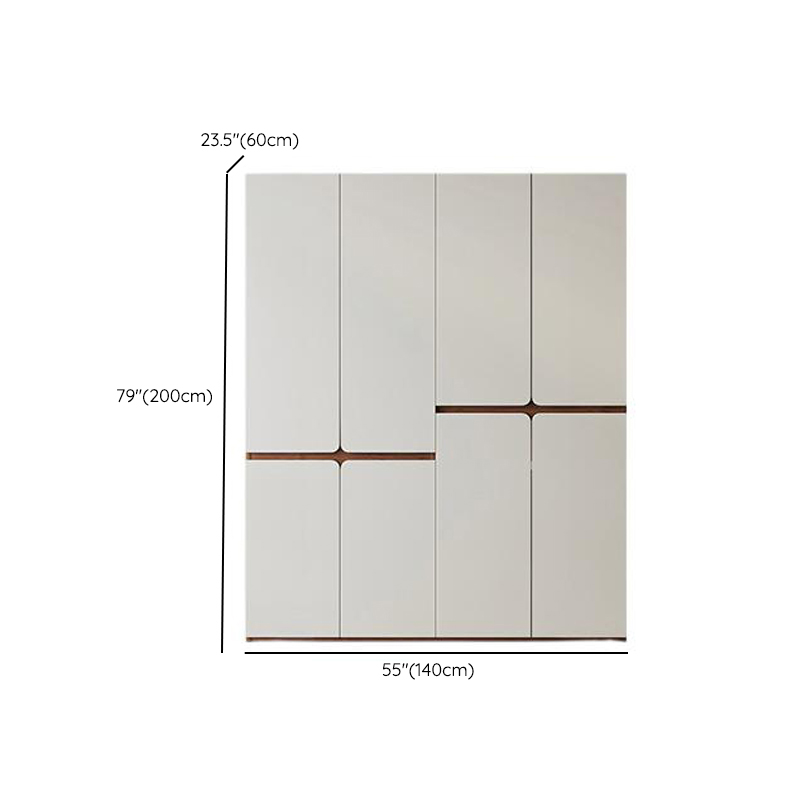 White Minimalist Manufactured Wood Wardrobe Closet with Soft Close Drawer, Soft Close Door, Interior Shelves, and Clothing Rod - image 7