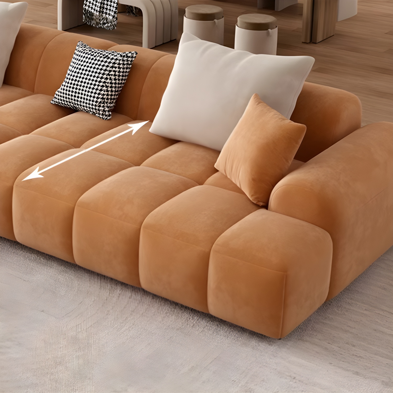 Modern Suede Sectional Sofa with Black Pine Wood Frame and Scratch Resistant Design - image 14