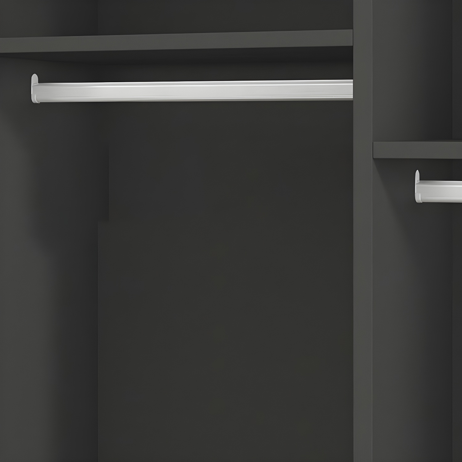 Contemporary Wood Grey Cloth Rod Included Wardrobe with Shelves - image 7