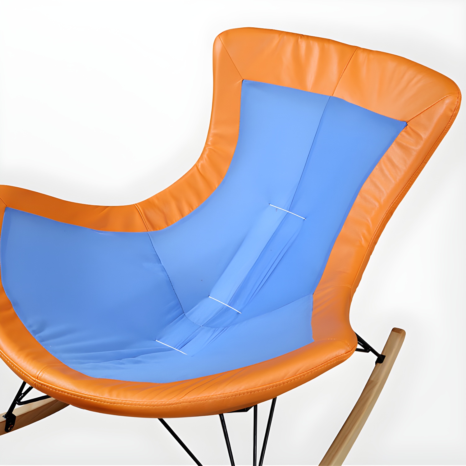 Contemporary Rocking Chair Faux Leather Water Resistant Plain Rocker Chair with Ottoman - image 14