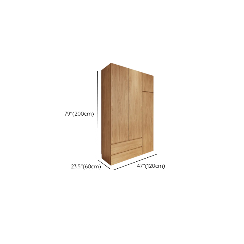 Wood Grain Minimalist Manufactured Wood Wardrobe Closet with 2 Drawers, Soft Close Door, Interior Shelves, and Clothing Rod - image 6