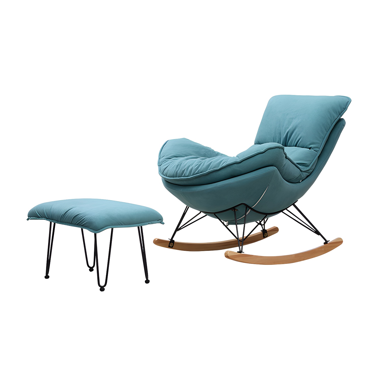 Modern Style Rocker Chair Metal Frame Spindle Cushions Rocker Chair with Ottoman - image 11