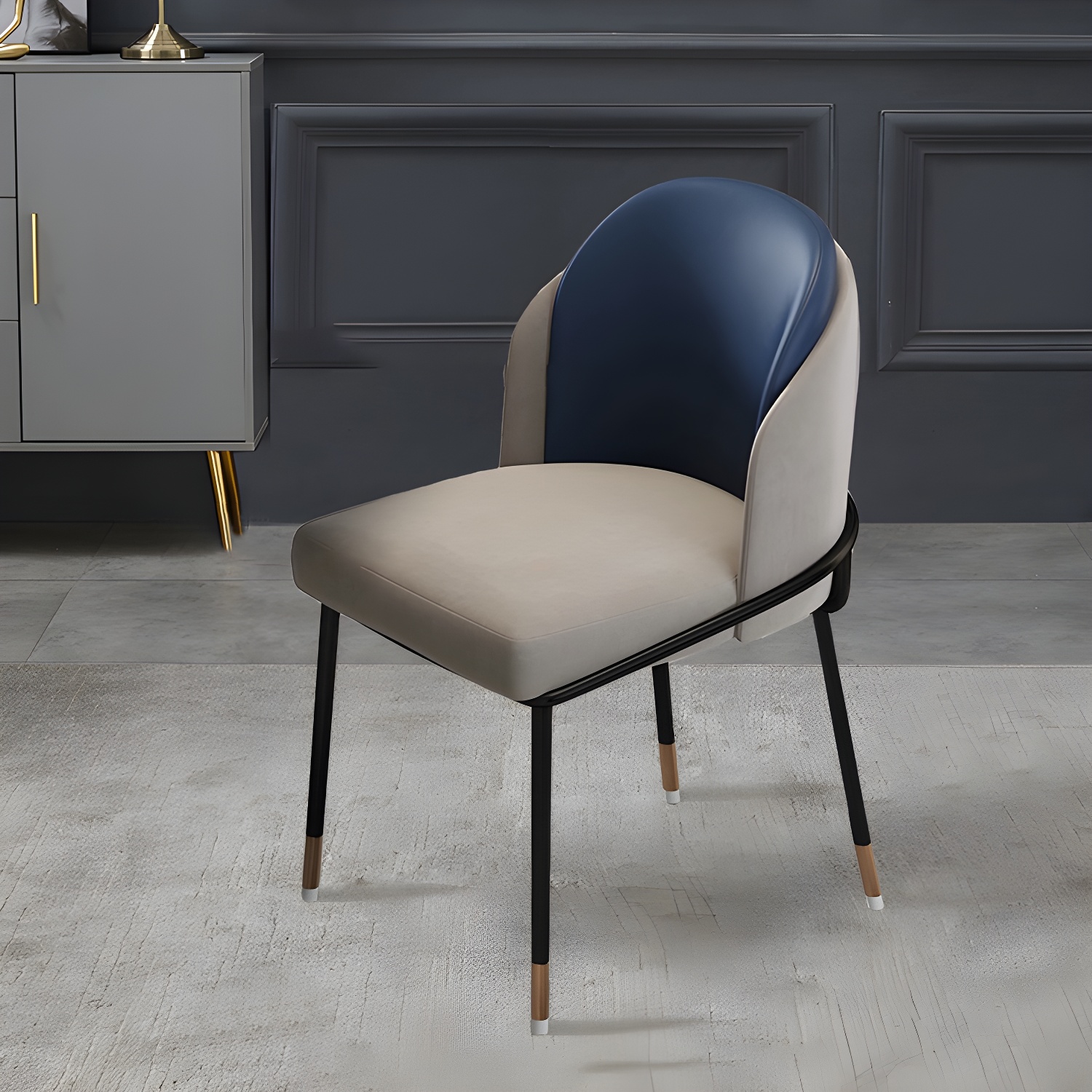 Glam Low-Back Upholstered Chair with Sleek Black Metal Legs for Kitchen & Dining - image 5