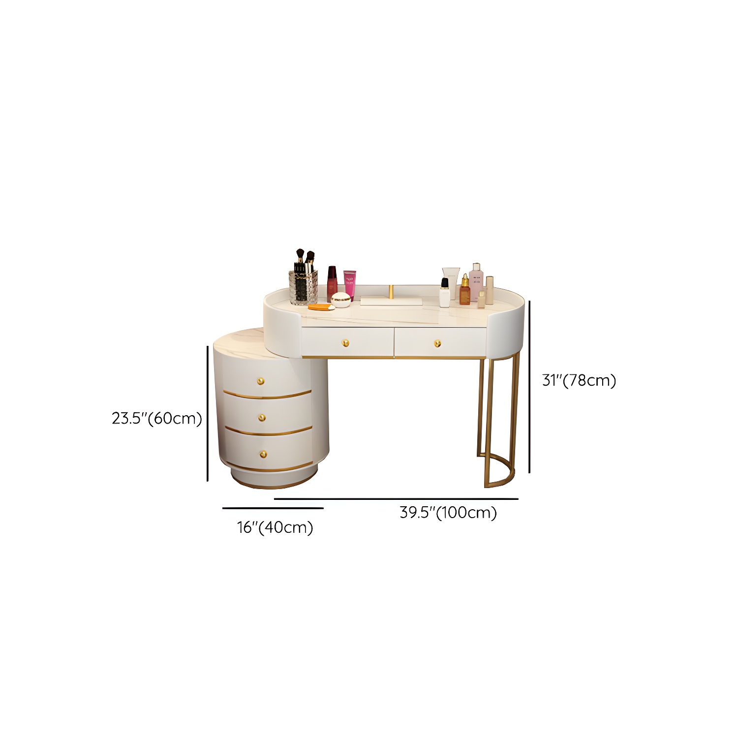 Lighted Mirror Makeup Counter Bedroom Makeup Vanity Desk Table with Drawer - image 20