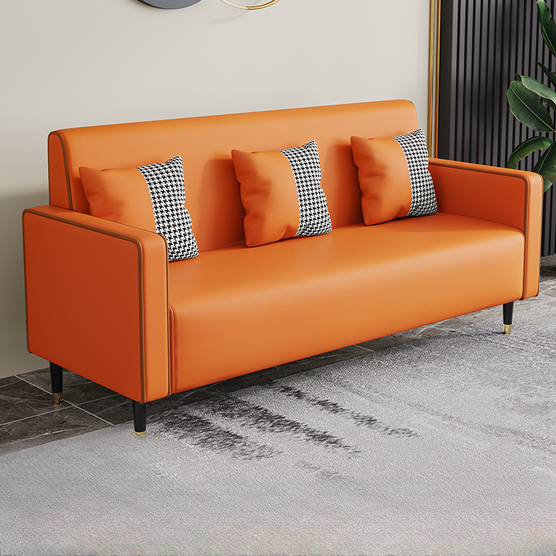 Casual Solid Color Water Resistant Sofa Couch in Grey/Cream/Citrus Color for 3 Person with Square Arm and 3 Pillows - image 20