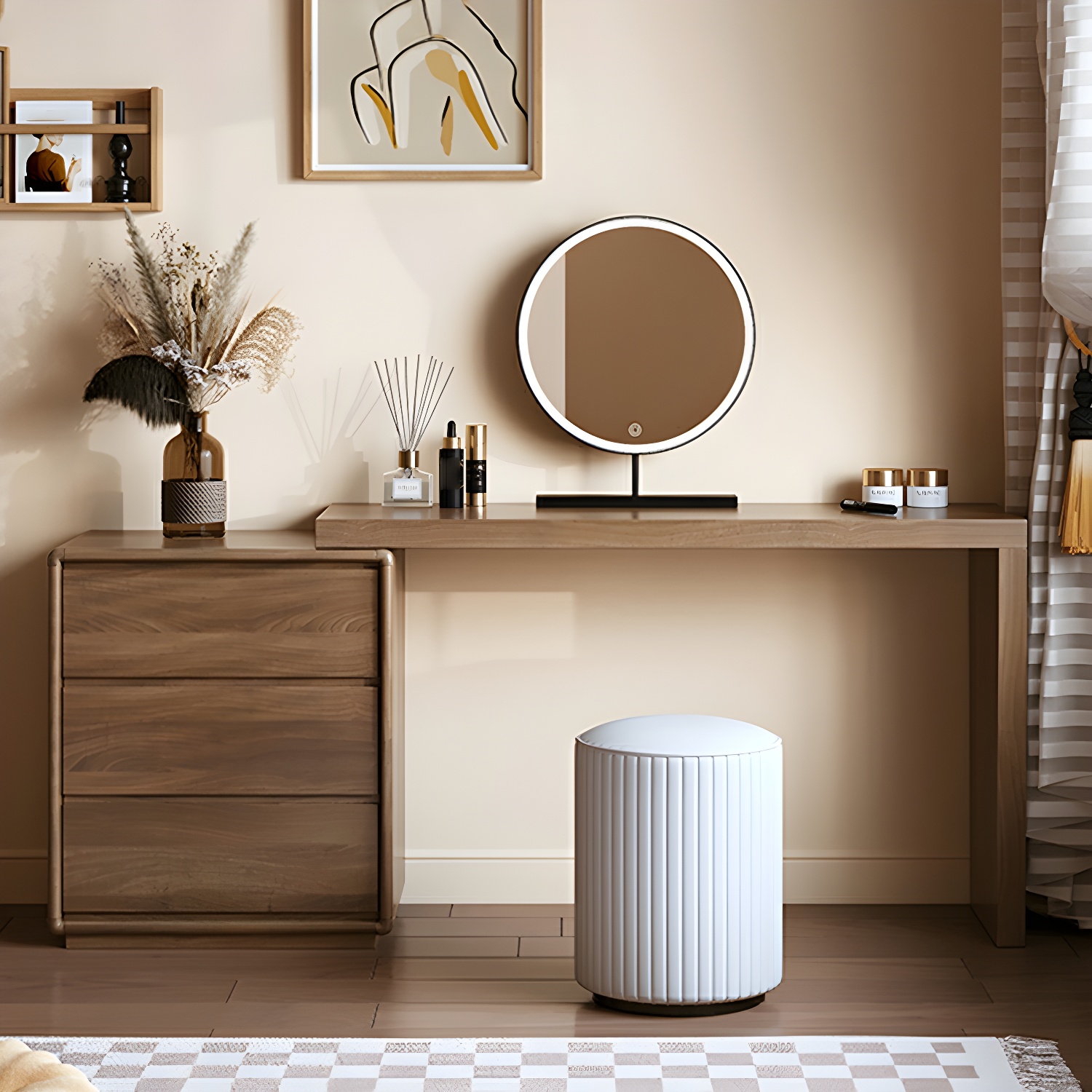 Modern Brown Wood Makeup Vanity with Drawers & Soft Close Drawer Glides - image 2