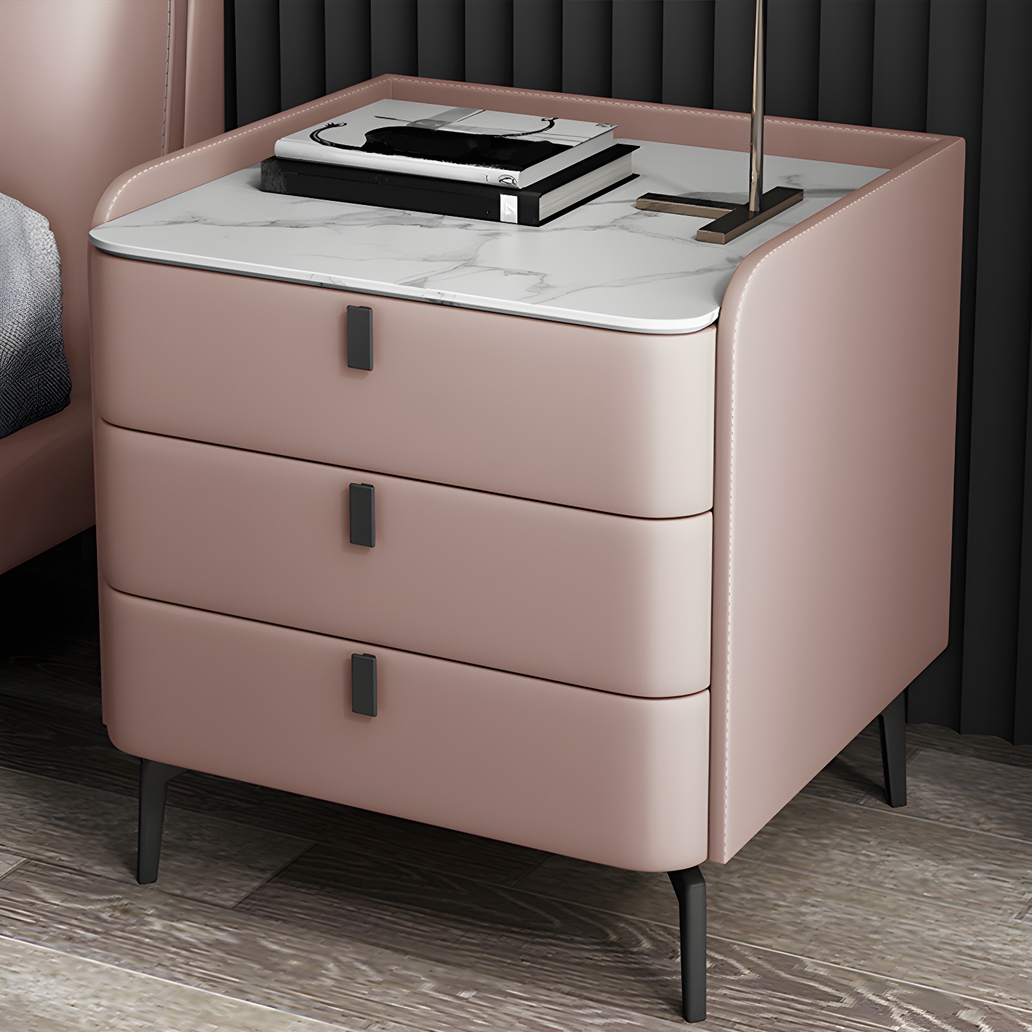 Wooden Nightstand with 3 Drawers Contemporary 25" Tall Nightstand - image 10