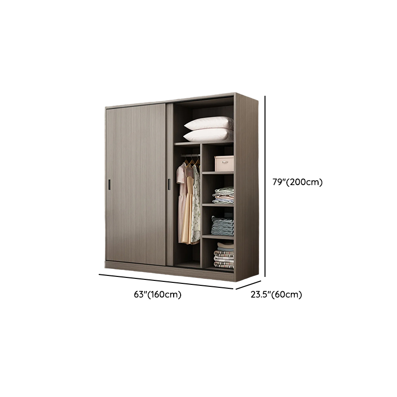 Dove Grey Minimalist Laminate Cabinet Armoire with 3-Drawer/4-Drawer, Soft Close Door, Interior Shelves, and Clothing Rod - image 9