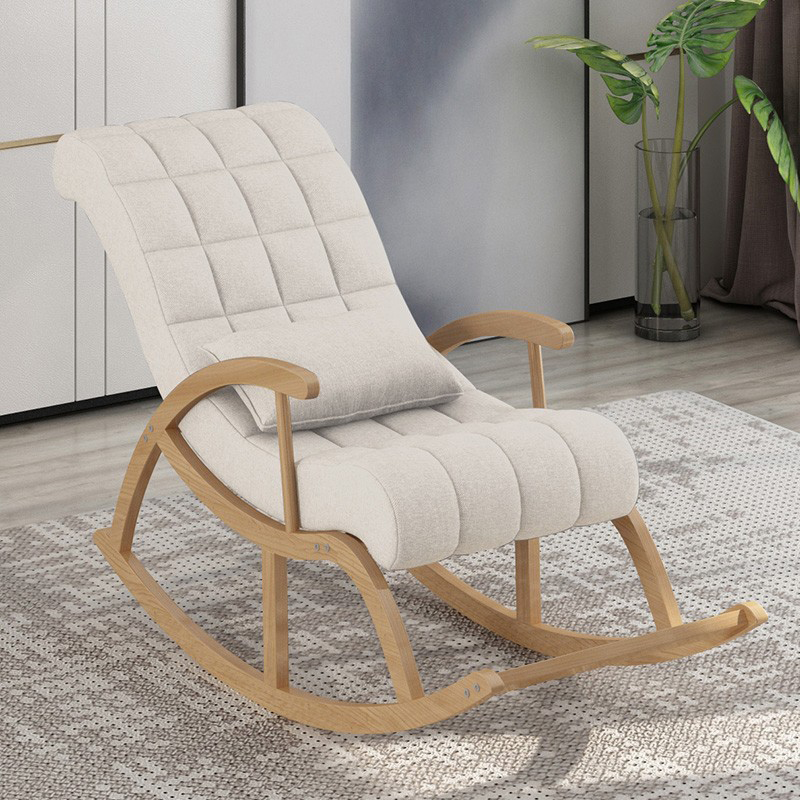 Modern Upholstered Rocking Chair with Removable Cushions - Stylish Pine Frame and Included Pillow - image 7