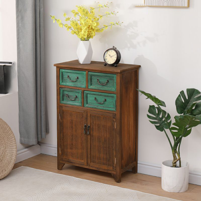 Coastal Style Storage Chest Solid Wood Countertop with Drawers and Doors - image 4