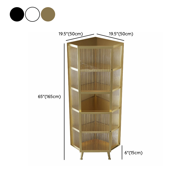 Gold Corner Accent Cabinet with Glass Doors and Metal Shelving - image 18