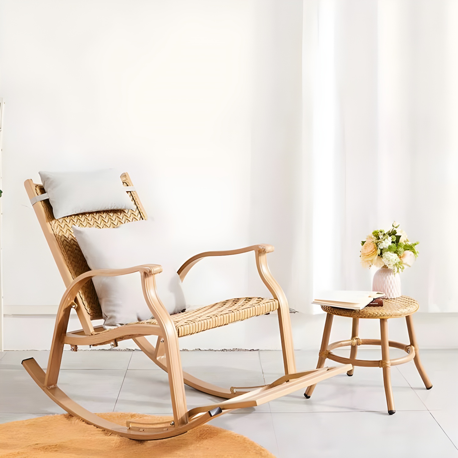 Modern Style Wood Rocking Chair Single Home Lounge Lazy Sofa Chair - image 7
