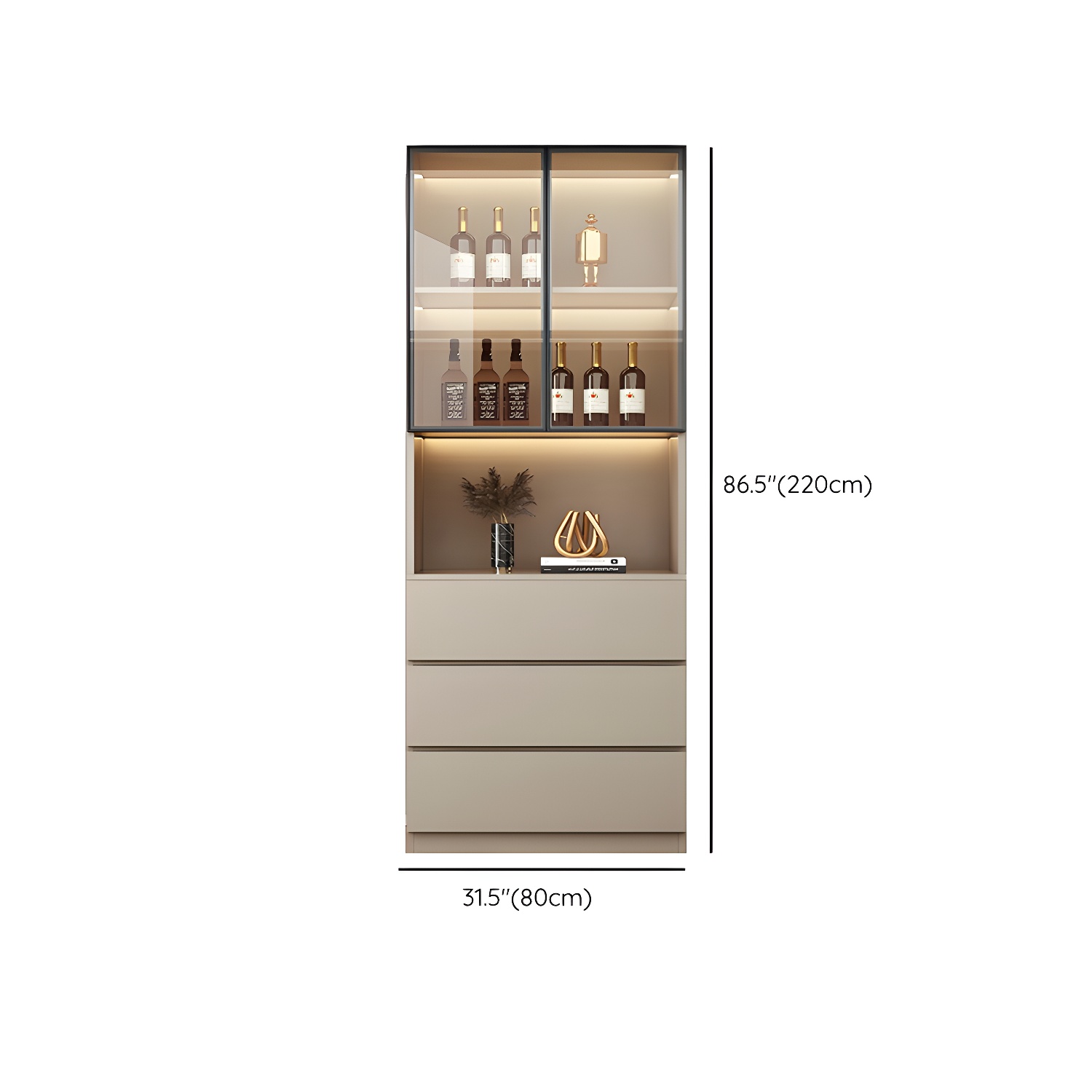 Contemporary Champagne Engineered Wood Shelves Included Sideboard with Doors - image 13