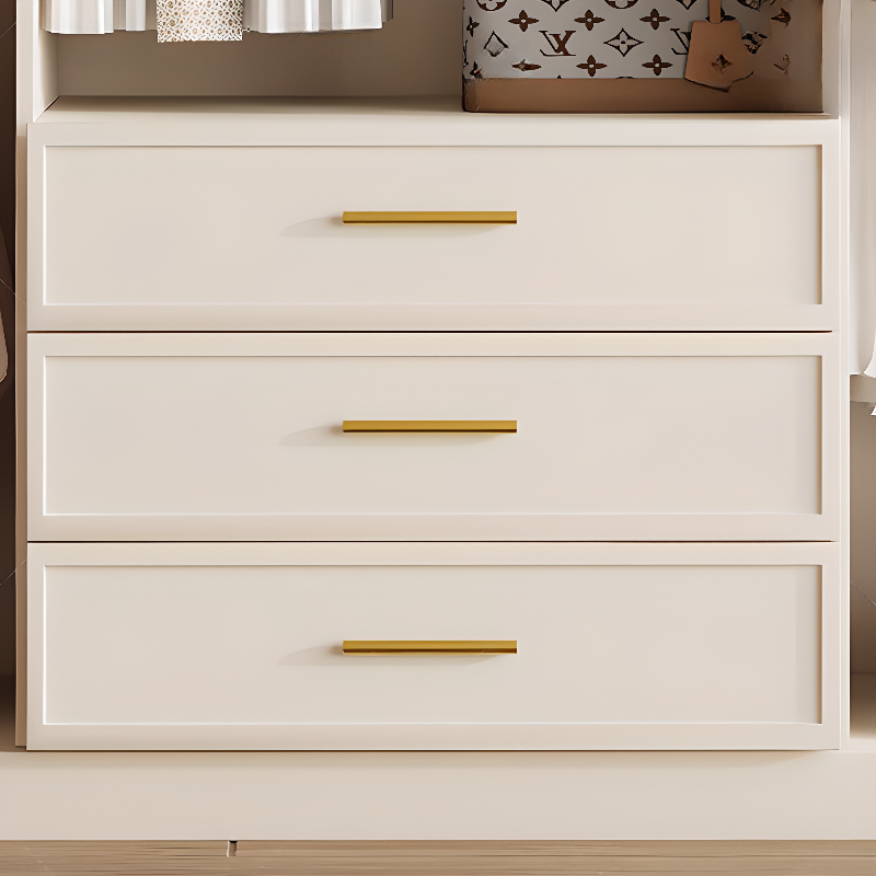 Simplistic White Detached Almirah with 3 Drawers, Interior Shelves, and Hinged Door - image 4