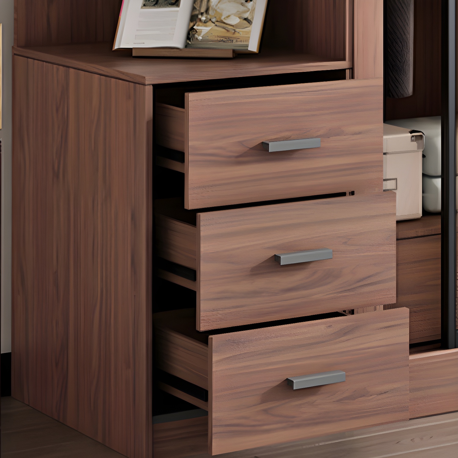 Brown Engineered Wood Wardrobe Armoire Modern Wardrobe Closet - image 8