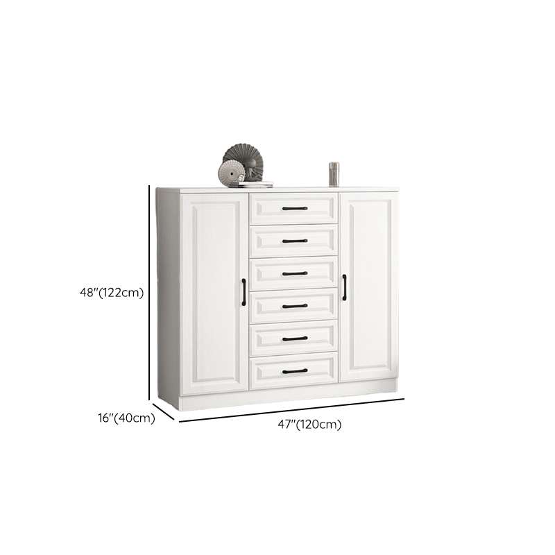 Modern Standalone Timber Utility Cabinet with Storage Drawer and Pull Bars in White - image 14