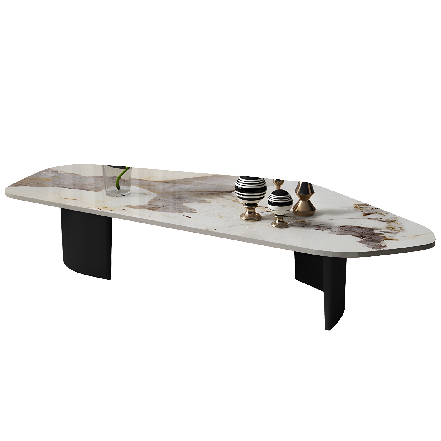 Glam Irregular Slate Top Cocktail Table Sled 15.7" H Coffee Table - image 6