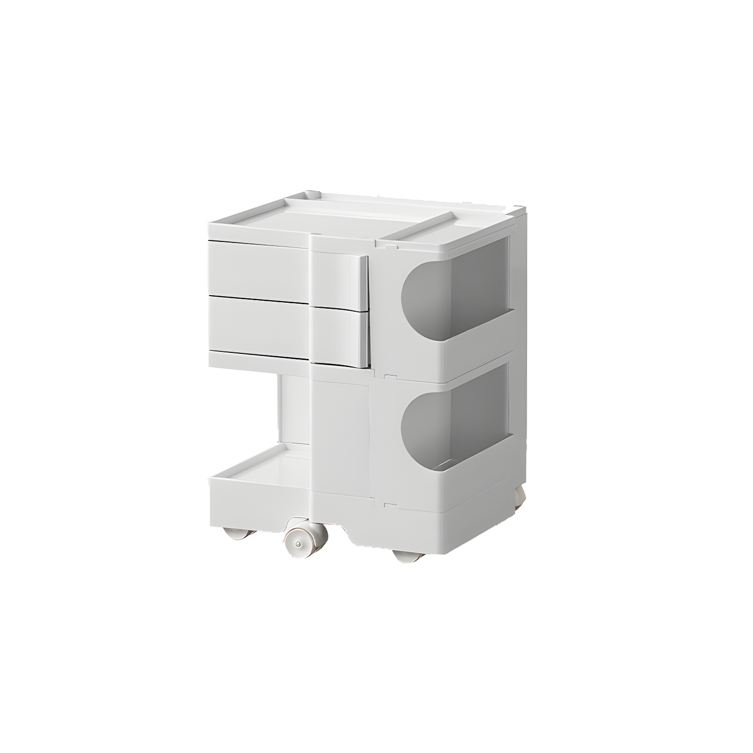 Modern Plastic Night Table Open Storage Night Stand with Wheels - image 8