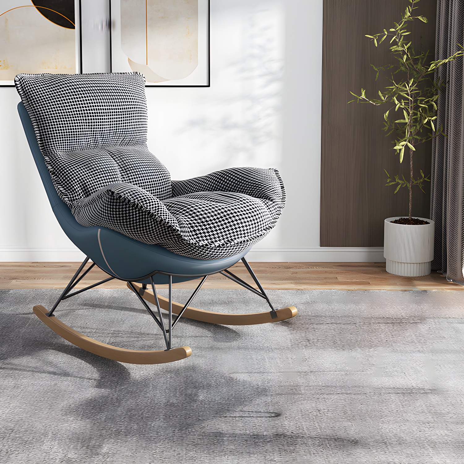 Contemporary Rocking Chair Faux Leather Waterproof Glider Chair with Removable Cushions - image 23