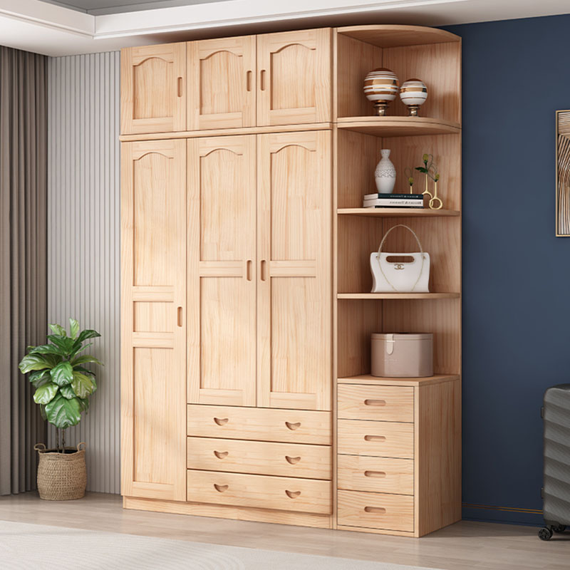 Scandinavian Natural Wood Wardrobe Armoire - 50cm Width - Drawers Included - image 3