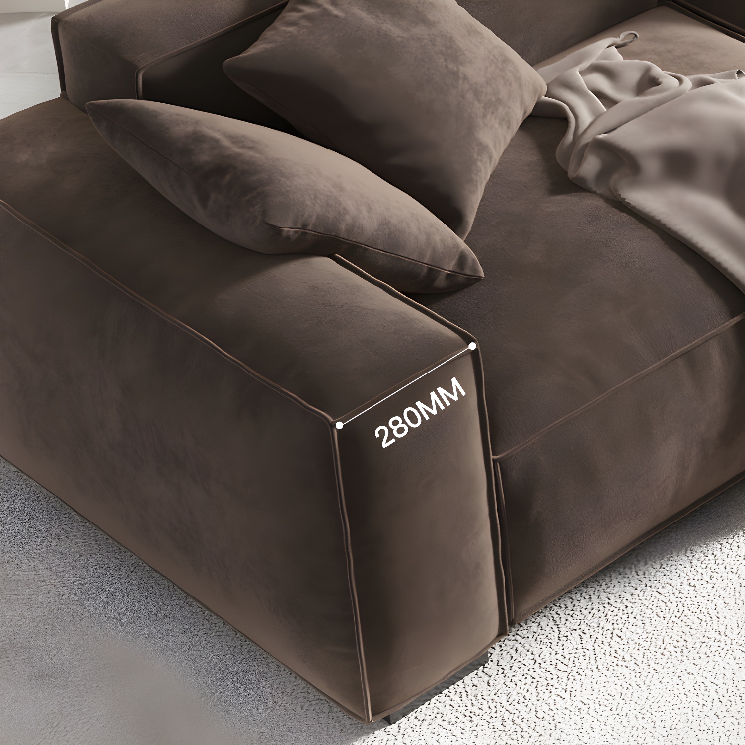 Brown Scandinavian Sectional/Sofa with Square Arm for Apartment - image 9