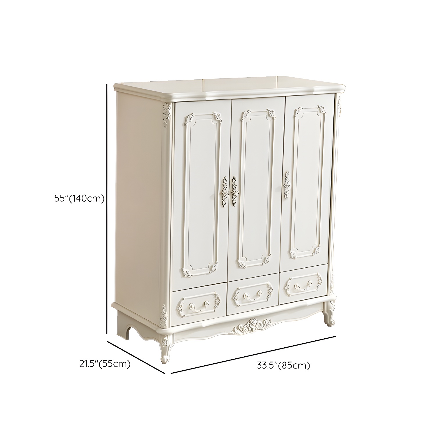 French Country white Wood Wardrobe Armoire with Soft-Close Drawers & Adjustable Shelves - image 10