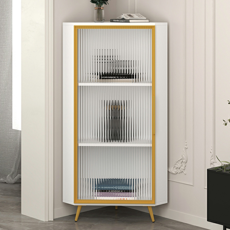Golden Metal Corner Accent Cabinet with Glass Doors & Lighting Included - image 6